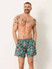 FatFace Tresvose Teal Blue Toucan Print Swim Shorts - Image 5 of 6