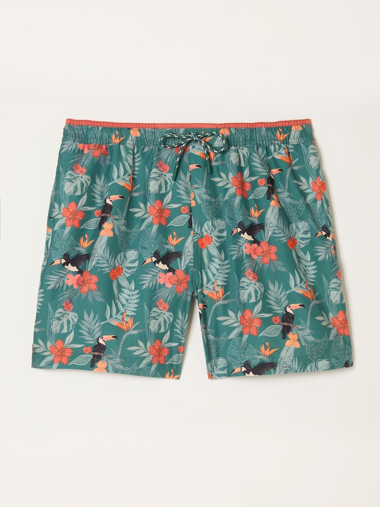 FatFace Tresvose Teal Blue Toucan Print Swim Shorts - Image 6 of 6