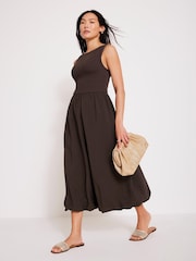 Mint Velvet Brown Bubble Hem Midi Dress - Image 4 of 8