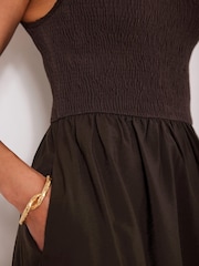 Mint Velvet Brown Bubble Hem Midi Dress - Image 5 of 8