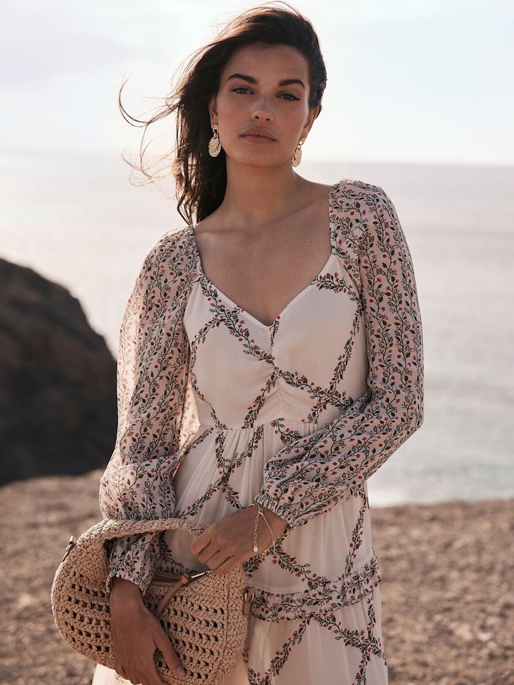 Mint Velvet Natural Floral Print Maxi Dress - Image 2 of 8