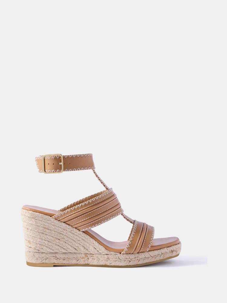 Mint Velvet Natural Ria Whipstitch Wedge Heels - Image 1 of 4