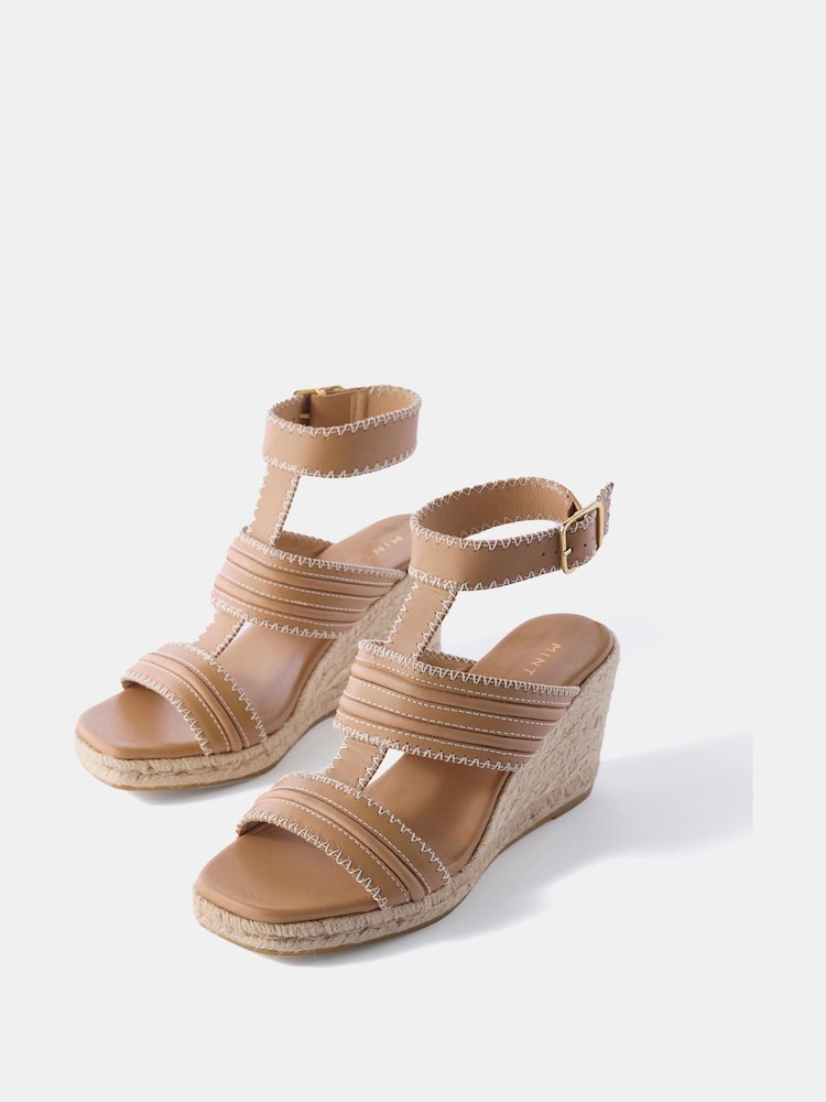 Mint Velvet Natural Ria Whipstitch Wedge Heels - Image 2 of 4