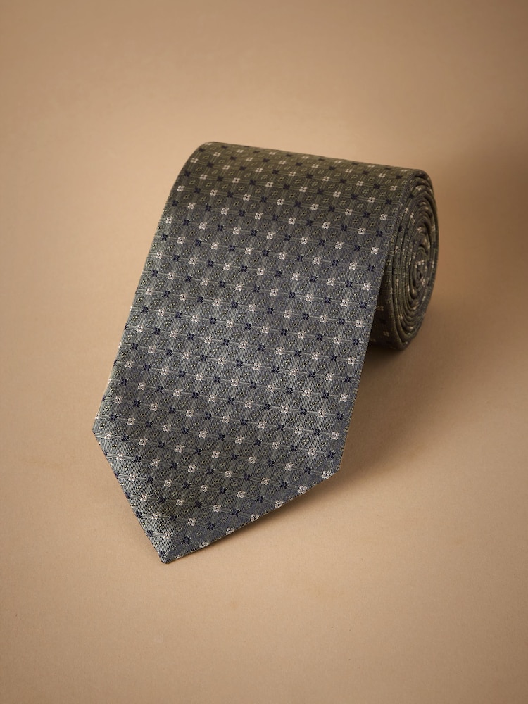 Green Italian Silk Design Tie - Image 1 of 3