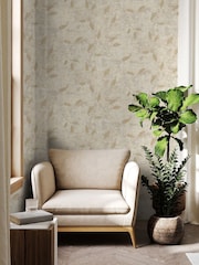 Graham & Brown Cream Boutique Ornamental Leaf Heavy Weight Vinyl 10M Wallpaper - Image 1 of 3