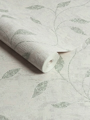 Graham & Brown Sage Boutique Ornamental Leaf Heavy Weight Vinyl 10M Wallpaper - Image 3 of 3