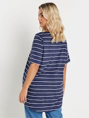 Yours Curve Stripe V-Neck T-Shirt - Image 3 of 5