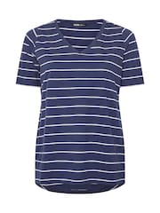 Yours Curve Stripe V-Neck T-Shirt - Image 5 of 5