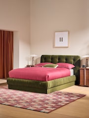 MADE.COM Velvet Olive Green Flint Ottoman Storage Bed - Image 1 of 6