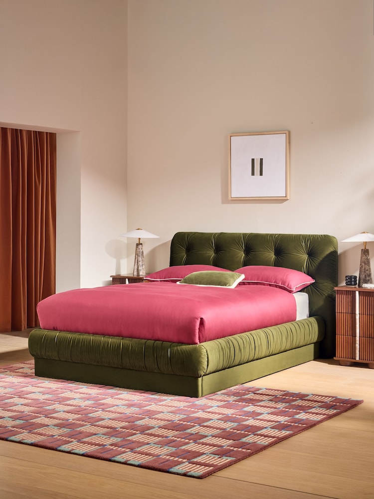 MADE.COM Velvet Olive Green Flint Ottoman Storage Bed - Image 1 of 6