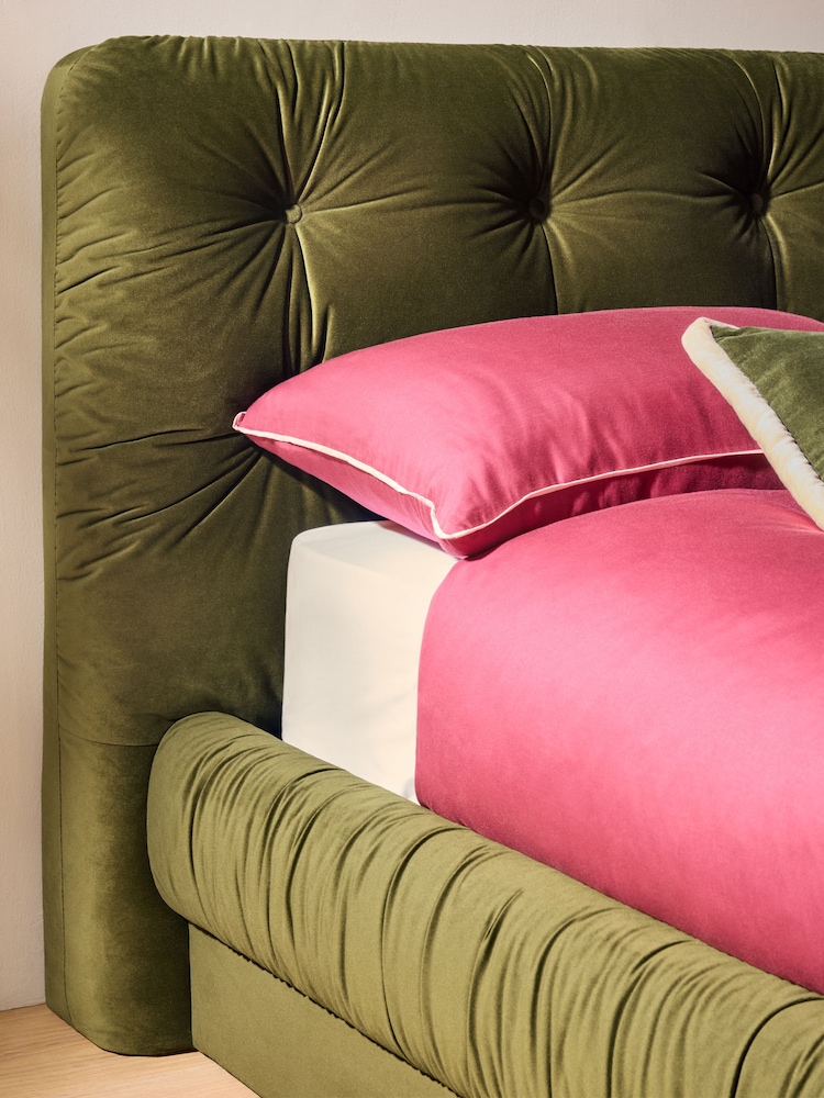 MADE.COM Velvet Olive Green Flint Ottoman Storage Bed - Image 2 of 6