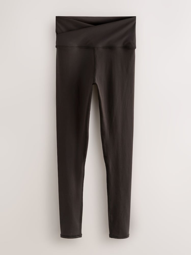 Chocolate Brown Active Balance Wrap Front Leggings - Image 1 of 3