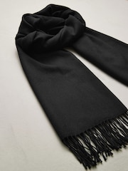 কালো - N.Premium Made in Italy Twill Midweight Shawl Scarf - 8এর মধ্যে 4 ছবি
