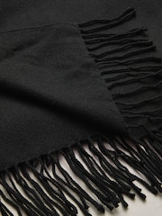 কালো - N.Premium Made in Italy Twill Midweight Shawl Scarf - 8এর মধ্যে 6 ছবি
