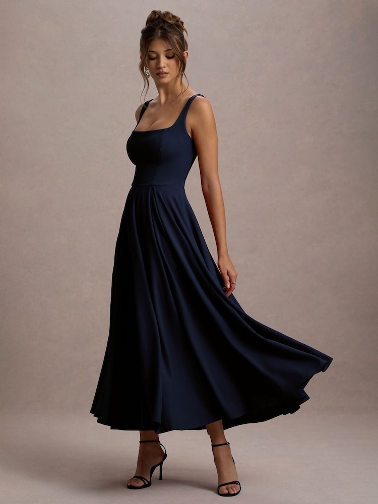 Rochie midi cu bretele și volum Club L London Parina - Image 3 of 4