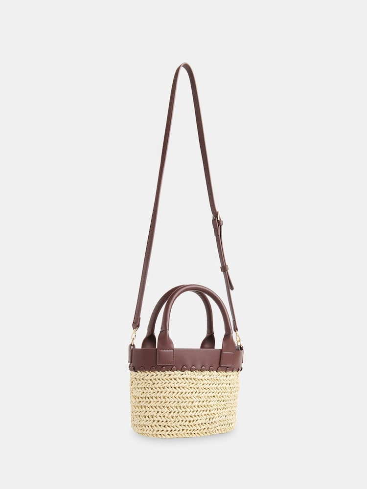 Whistles Nude May Collar Straw Cross-Body Bag - Image 2 of 5
