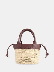 Whistles Nude May Collar Straw Cross-Body Bag - Image 3 of 5
