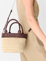Whistles Nude May Collar Straw Cross-Body Bag - Image 5 of 5