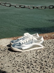 Linzi Silver Flash Slim Lace Up Trainers - Image 1 of 6