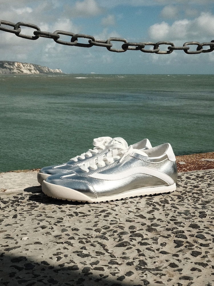 Linzi Silver Flash Slim Lace Up Trainers - Image 2 of 6 Linzi Silver Flash Slim Lace Up Trainers - Image 2 of 6