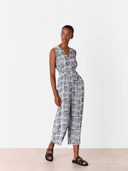 Whistles Blue Hatch Squares Jumpsuit - Image 1 of 5