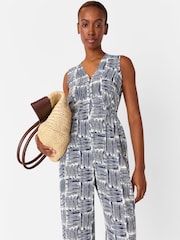 Whistles Blue Hatch Squares Jumpsuit - Image 5 of 5