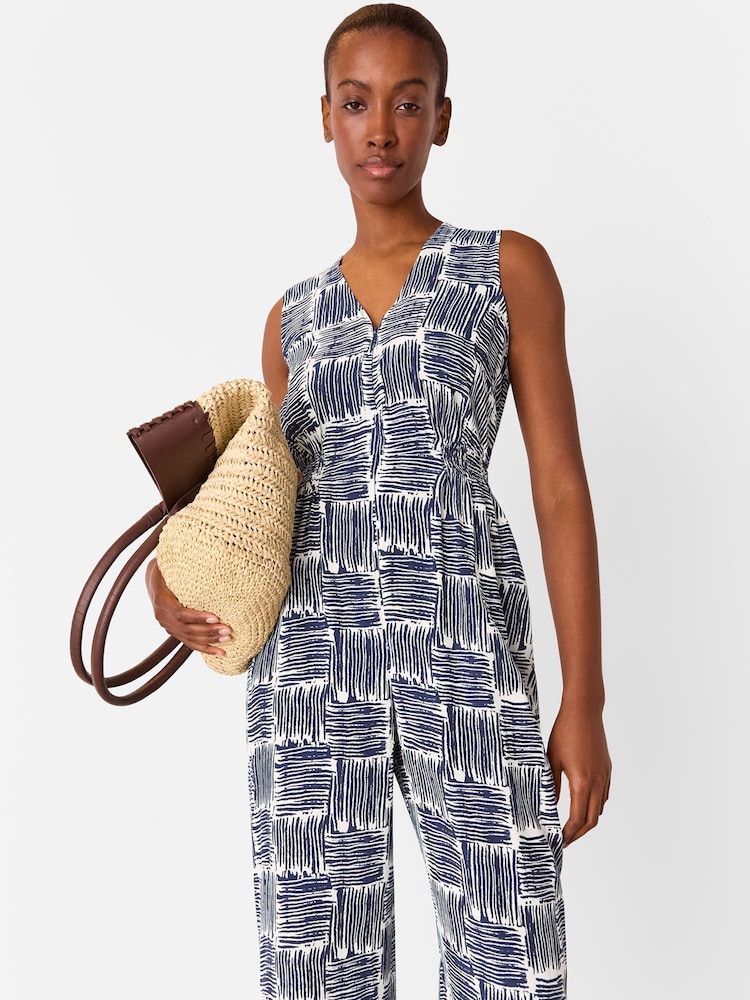 Whistles Blue Hatch Squares Jumpsuit - Image 5 of 5
