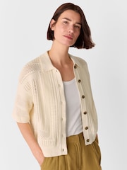 Whistles White Crochet Knitted Shirt - Image 1 of 5