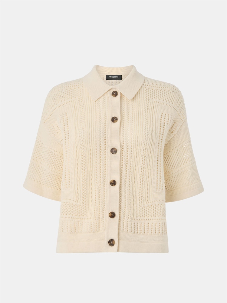 Whistles White Crochet Knitted Shirt - Image 5 of 5