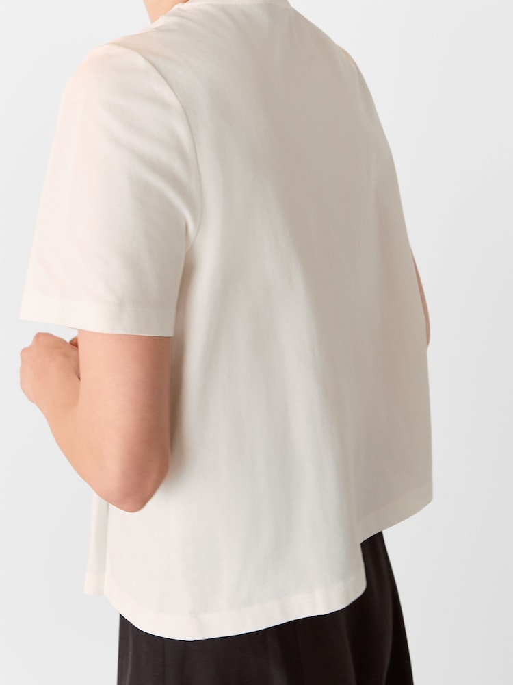 Whistles White Pleat Detail T-Shirt - Image 2 of 5 Whistles White Pleat Detail T-Shirt - Image 2 of 5