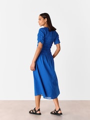 Whistles Blue Avery Smocked Dress - Image 2 of 5