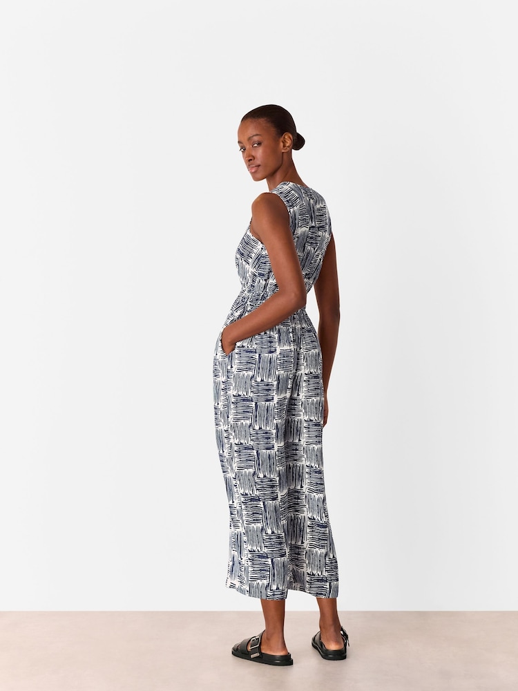Whistles Blue Petite Hatch Squares Jumpsuit - Image 2 of 5