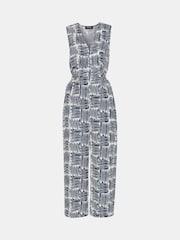 Whistles Blue Petite Hatch Squares Jumpsuit - Image 5 of 5