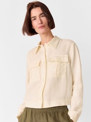 Whistles Cream Abby Linen Casual Jacket - Image 1 of 5
