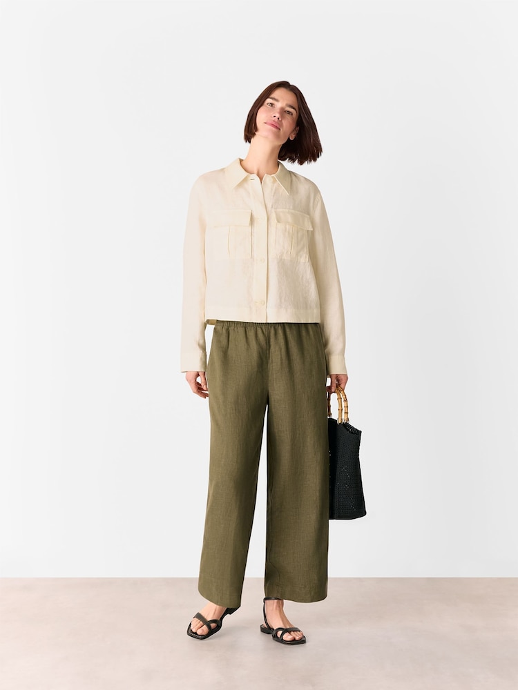 Whistles Cream Abby Linen Casual Jacket - Image 2 of 5