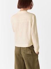 Whistles Cream Abby Linen Casual Jacket - Image 3 of 5