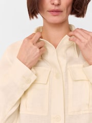 Whistles Cream Abby Linen Casual Jacket - Image 4 of 5