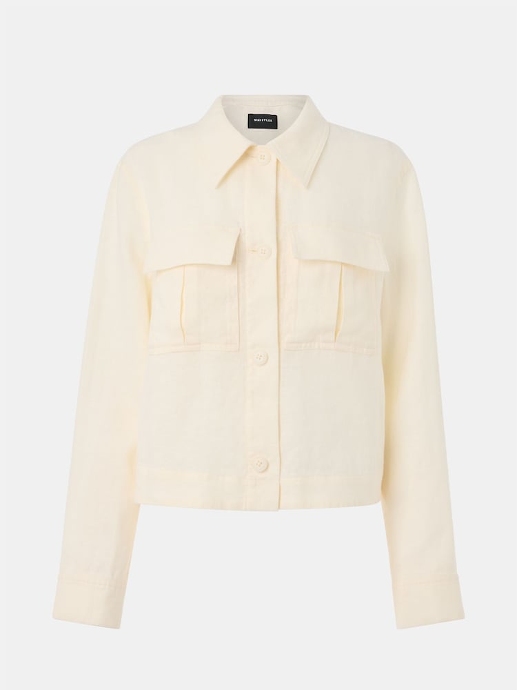 Whistles Cream Abby Linen Casual Jacket - Image 5 of 5