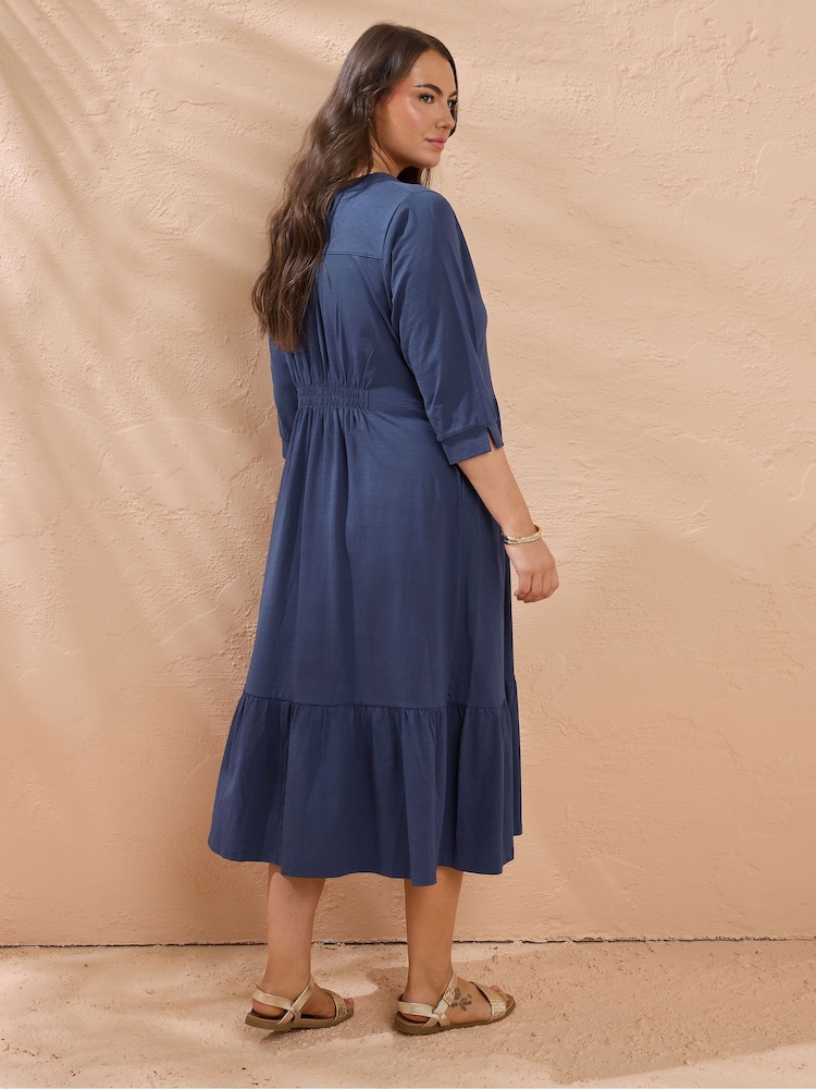white christmas dresses Easy Going Cotton Slub Dress / Federal Blue main image 1