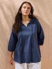 Evans Blue Jersey Slub Boho Top - Image 1 of 5