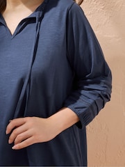 Evans Blue Jersey Slub Boho Top - Image 4 of 5