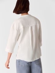 Whistles White Linen Grandad Collar 100% Linen Shirt - Image 3 of 5