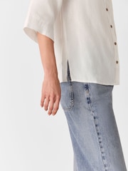 Whistles White Linen Grandad Collar 100% Linen Shirt - Image 4 of 5