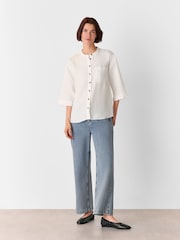 Whistles White Linen Grandad Collar 100% Linen Shirt - Image 5 of 5