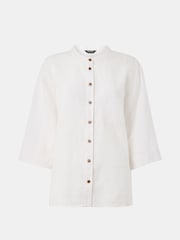 Branco - Camisa Whistles Linen Grandad Collar 100% Linen - Imagem 5 de 5