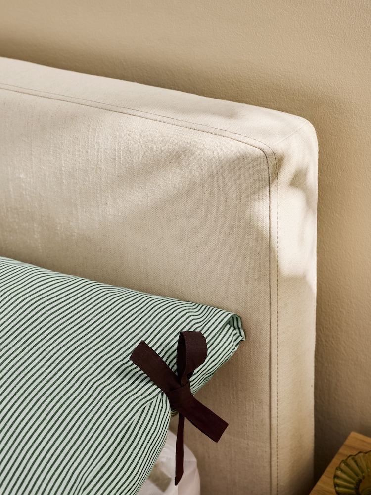 MADE.COM Woven Slub Plain Natural Stone Meiko Upholstered Platform Bed With Drawers - Image 2 of 4