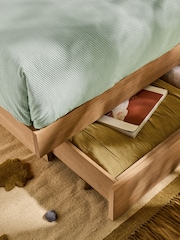 MADE.COM Woven Slub Plain Natural Stone Meiko Upholstered Platform Bed With Drawers - Image 3 of 4