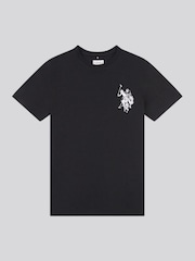 U.S. Polo Assn. Black Large Boys Double Horsemen Graphic Print 100% Cotton T-Shirt - Image 6 of 8
