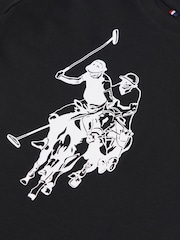 U.S. Polo Assn Black Boys Double Horsemen Graphic Print 100% Cotton T-Shirt - Image 3 of 3