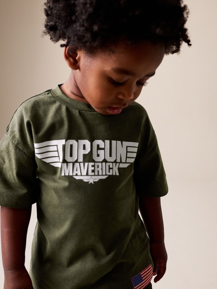 Khaki Green Top Gun Short Sleeve T-Shirt (3mths-8yrs) - Image 1 of 8